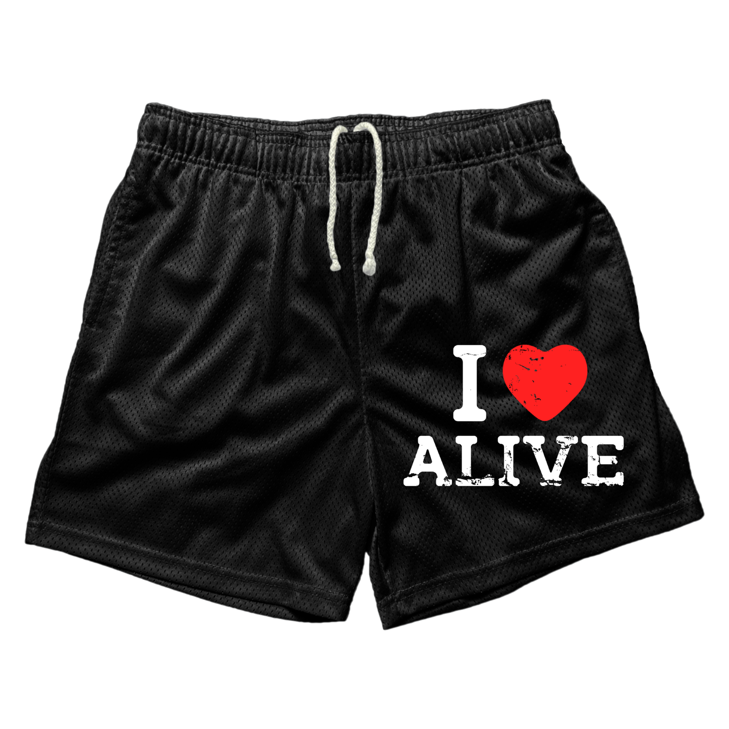 "I ❤️ ALIVE" Mesh Shorts